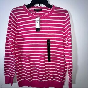Striped Pink & White Crewneck Sweater - Banana Republic size MEDIUM